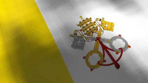 Vaticano waving flag. Seamless cgi animation highly detailed fabric texture i Stock Illustration