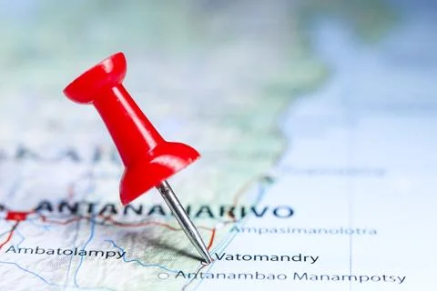 Vatomandry, Madagascar pin on map Stock Photos