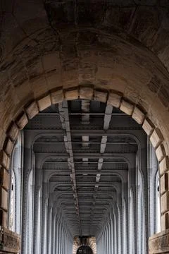 Vault and architectural structure of the famous Bir Hakeim bridge in Paris Stock Photos