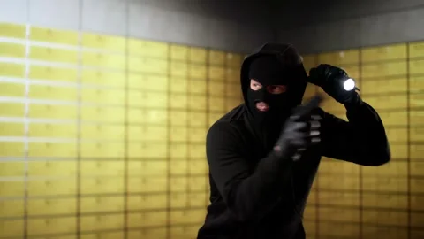 Vault Bank Robbery By Thief Stock Footage 305276663