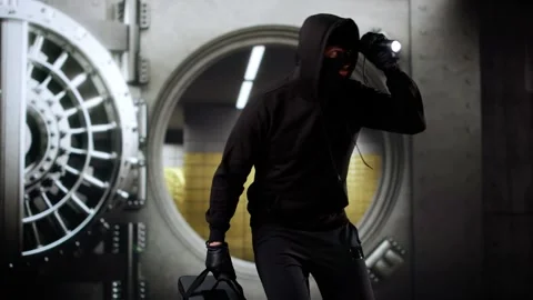 Vault Bank Robbery By Thief Video stock 305882928
