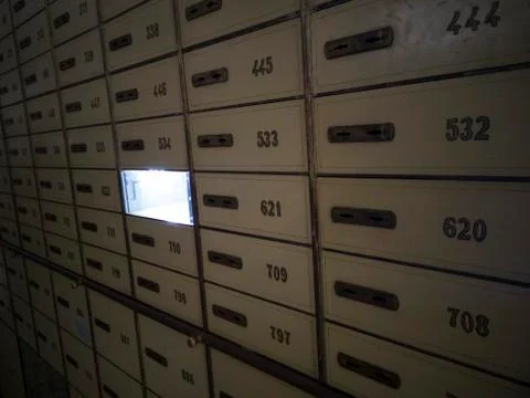 Vault compartments of a bank Stock Photos