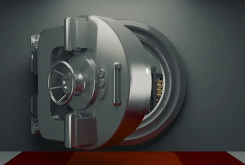 Vault Door Opens with alpha matte Stock Footage 42312228