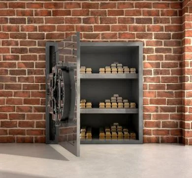 Vault with gold bars Ilustración de archivo