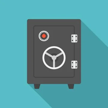 Vault icon with long shadow. Flat design style. Stock Illustration