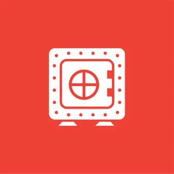 Vault Icon On Red Background. Red Flat Style Vector Illustration Stock Illustration