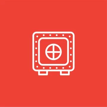 Vault Line Icon On Red Background. Red Flat Style Vector Illustration Stock Illustration