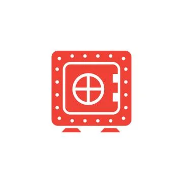 Vault Red Icon On White Background. Red Flat Style Vector Illustration Stock Illustration