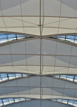 Vaulted ceiling of the high-tech at Munich Airport Stock Photos