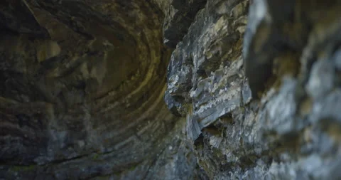 Vaulted geological rocks cavern /Grotte des fees /Saint-Leandre /Matane Stock Footage 130920348