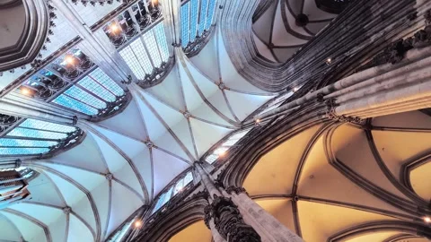 Vaulted Gothic Ceiling Inside Cologne Cathedral Stock Footage 346040816