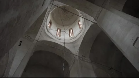 The vaults of the ceiling of the Church of the Intercession on the Nerl. Stock Footage 167860901