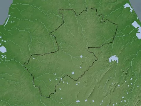 Vavuniya, Sri Lanka. Elevation map colored in wiki style with lakes and river Illustrazione stock