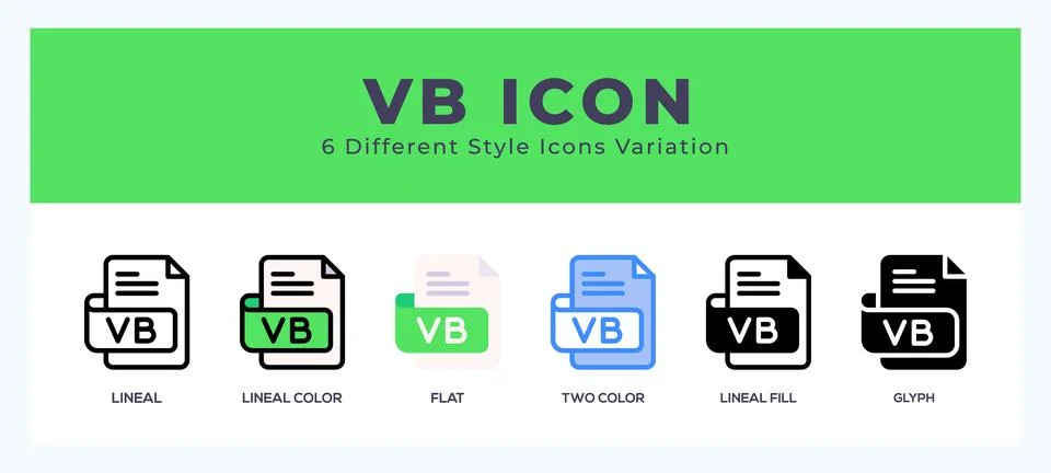 Vb file icon set with different styles. Icons designed in filled. outline. .. Stock Illustration