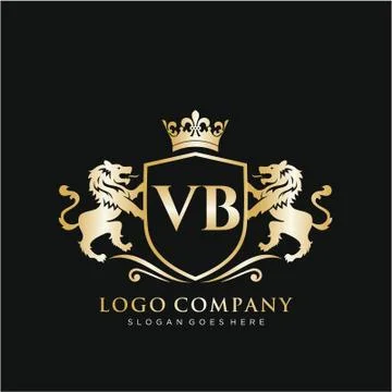 VB Letter Initial with Lion Royal Logo Template. Stock Illustration