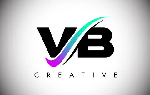 VB Letter Logo with Creative Swoosh Curved Line and Bold Font and Vibrant Col Illustrazione stock