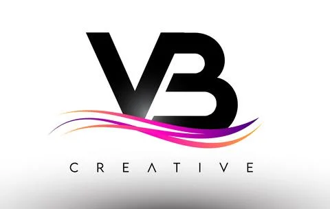 VB Logo Letter Design Icon. VB Letters with Colorful Creative Swoosh Lines Stock Illustration