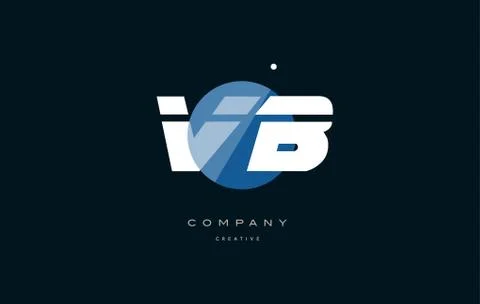 Vb v b  blue white circle big font alphabet company letter logo Stock Illustration