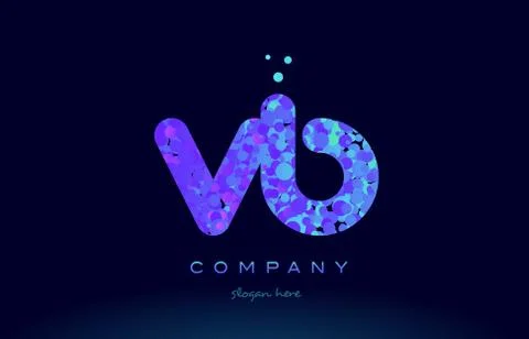 Vb v b bubble circle dots pink blue alphabet letter logo icon vector Stock Illustration