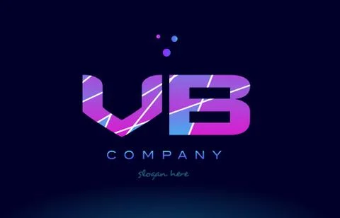 Vb v b  colored blue pink purple alphabet letter logo icon vector Stock Illustration