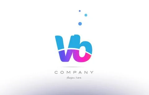 Vb v b  pink blue white modern alphabet letter logo icon template Stock Illustration