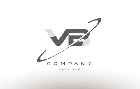 Vb v b  swoosh grey alphabet letter logo Stock Illustration