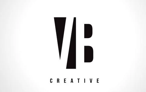 VB V B White Letter Logo Design with Black Square. Stock Illustration
