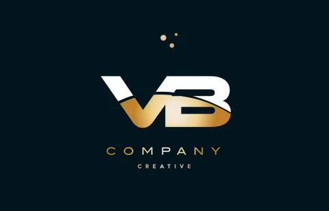 Vb v b  white yellow gold golden luxury alphabet letter logo icon template Illustrazione stock