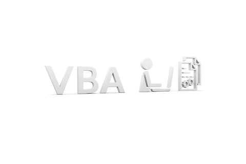 VBA concept white background 3d render illustration 스톡 일러스트