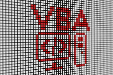 VBA text scoreboard blurred background 3d illustration Stock Illustration