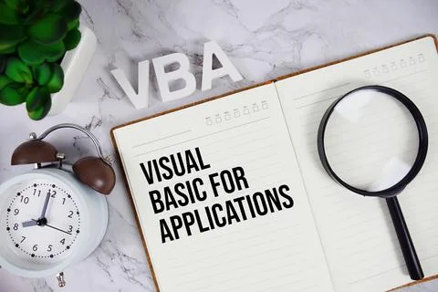 VBA - Visual Basic for Applications acronym on notepad, Financial concept b.. Stock Photos