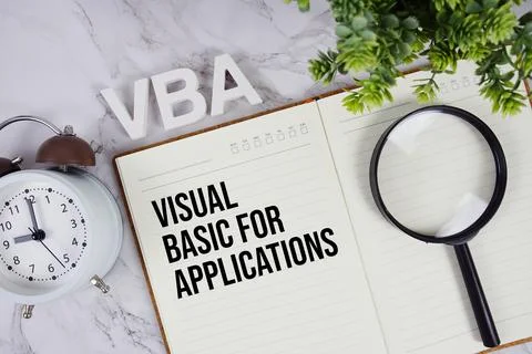 VBA - Visual Basic for Applications acronym on notepad, Financial concept b.. Stock Photos