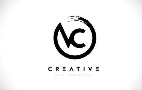 VC Circular Letter Logo with Circle Brush Design and White Background. Stock-Illustration