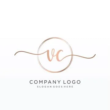 VC Initial handwriting logo design Stock Illustration