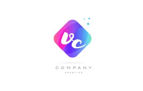 Vc v c  pink blue rhombus abstract hand written company letter logo icon Stock Illustration