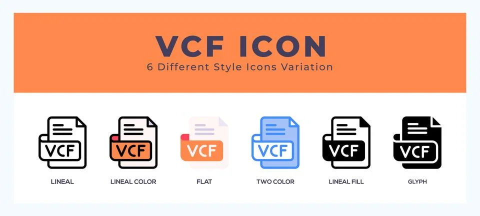 Vcf file icon set. Design elements for logo 스톡 일러스트