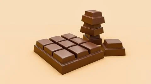 VChocolate bar stack isolated on soft caramel background 3d illustration Illustrazione stock
