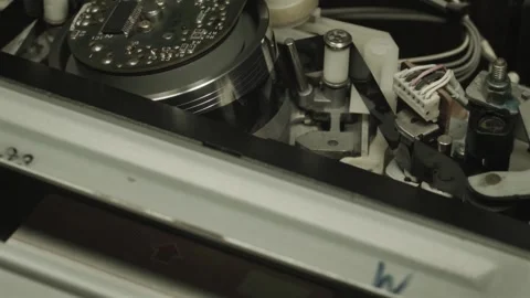 Vcr mechanism inside view showing vintage electronics Stock Footage 320429343