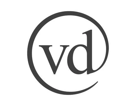 VD logo from two letter with circle shape email sign style. V and D round l.. Stock Illustration