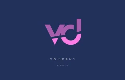 Vd v d  pink blue alphabet letter logo icon Stock Illustration
