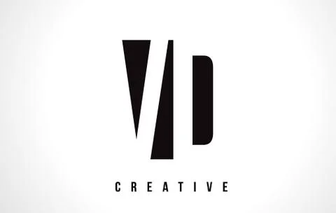 VD V D White Letter Logo Design with Black Square. Stock Illustration