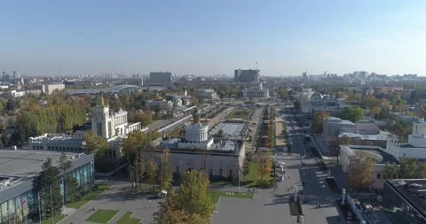 ВДНХ (VDNKH) Moscow Russia aerial Stock Footage