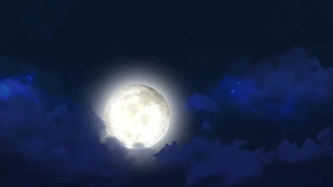 VDO Super moon.Full moon bue moon in night sky with the clouds Collection No.4 Stock Footage 163014846