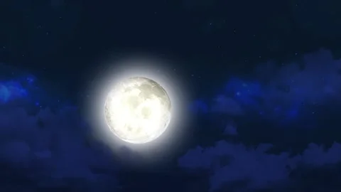 VDO Super moon.Full moon bue moon in night sky with the clouds Collection No.5 Stock Footage 163014847