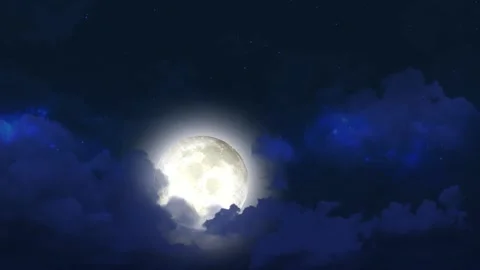 VDO Super moon.Full moon bue moon in night sky with the clouds Collection No.3 Stock Footage 163014848