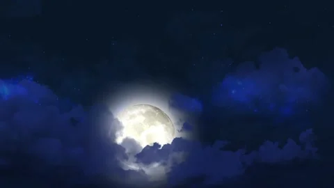 VDO Super moon.Full moon bue moon in night sky with the clouds Collection No. 2 Stock Footage 163014849