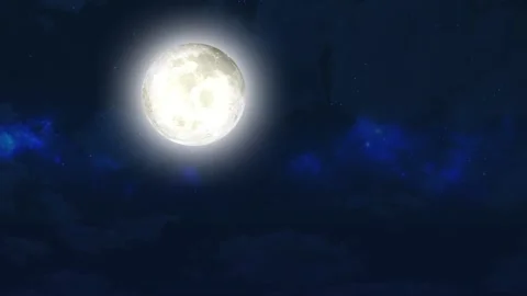 VDO Super moon.Full moon bue moon in night sky with the clouds Collection No.10 Stock Footage 163014907