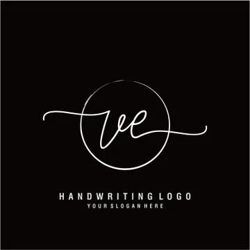 VE Initial handwriting logo design Illustrazione stock