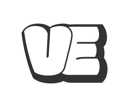 VE logo, bubble comic lettering, rounded in graffiti style black and white .. Stock Illustration