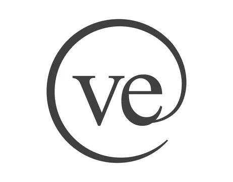 VE logo from two letter with circle shape email sign style. V and E round l.. Stock Illustration